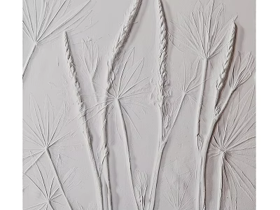White Plant Relief Wall Decor With 3D Textured Elegant Reed Patterns Design 3d model