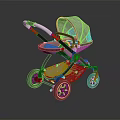 Modern Light Gray Baby Stroller With Red Accent Handle And Black Wheels
