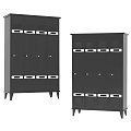 Black Metal Storage Lockers With Multiple Doors And Drawer Compartments