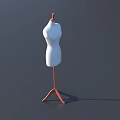 White Full Body Mannequin With Red Stand On Gray Background 3d model