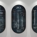 Vintage Billiard Hall Club Interior Decorative Blueprint Style Wall Art