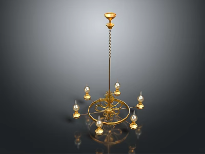 Golden Chandelier With Multiple Decorative Arms And Ornate Design For Elegant Interior Lighting 3d model