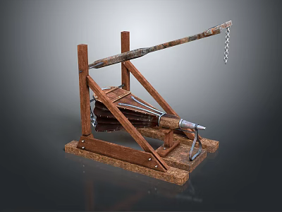 Hand Operated Hardware Tool With Wooden Frame And Metal Chain Components 3d model