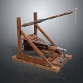 Hand Operated Hardware Tool With Wooden Frame And Metal Chain Components