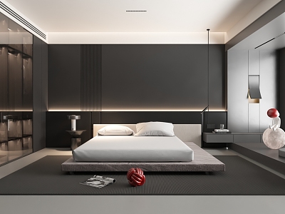 Modern style black and white gray bedroom model