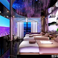 Elegant SPA Sauna With Lavender Theme Heart Shaped Decor Cozy Seating Natural Scenery Warm Lighting