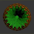 3D Pineapple Model With Orange Diamond Pattern And Green Leaf Top