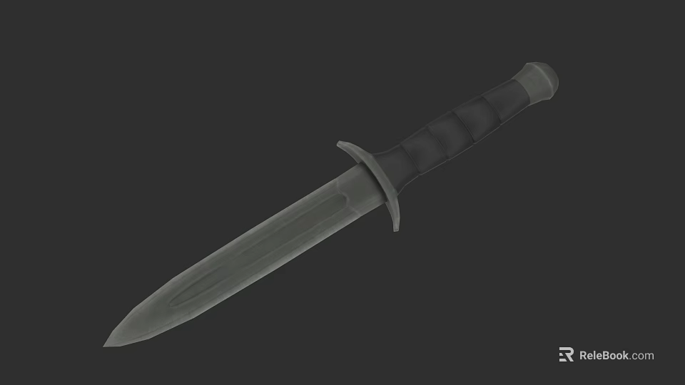 Tactical Weapon Knife With Black Handle And Sharp Blade Design 3d model 