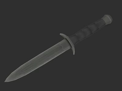 Tactical Weapon Knife With Black Handle And Sharp Blade Design 3d model