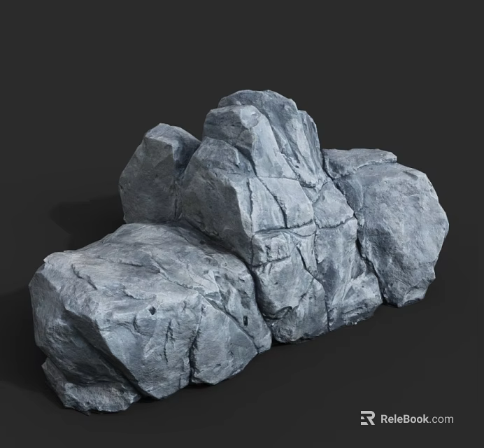 Natural Scene Displaying Detailed Stacked Gray Cracked Rocks With Textured Surfaces 3d model 