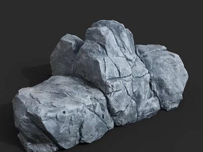 Natural Scene Displaying Detailed Stacked Gray Cracked Rocks With Textured Surfaces 3d model