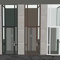Modern Elevator With Glass Doors Metal Frame And Marble Wall Interior 3d model