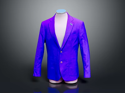 Elegant Purple Men's Suit With Single Breasted Design And Button Details 3d model