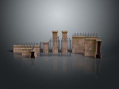 Fence Gate Fence Wall Defense Wall Wooden Fence Iron Fence Floriculture Fence Iron Fence Railing 3d model