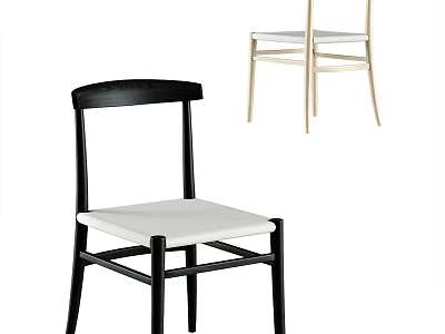 Modern Dining Chairs With Black And Light Wooden Frames And Upholstered Seats 3d model