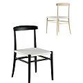 Modern Dining Chairs With Black And Light Wooden Frames And Upholstered Seats
