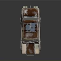 Rusty Beige Old Car With Solar Panels On Roof And Front Device