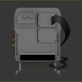 Industrial Machine With Blue Gray Exterior Control Panel And Indicator Lights