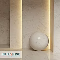Marble Sphere Structure With Beige Wall Panels And Soft Lighting