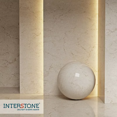 Marble Sphere Structure With Beige Wall Panels And Soft Lighting 3d model