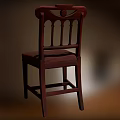 Classic Wooden Dining Chair With Carved Backrest And Brown Upholstered Seat