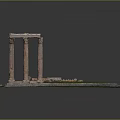 Ancient Ruins Historical Site With Stone Columns And Lush Grass Area