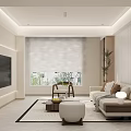 Modern Open Concept Living Dining Room Interior With Minimalist Sofa And Dining Table 3d model