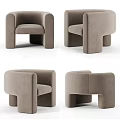 Modern Minimalist Beige Velvet Accent Chair With Rounded Armrest And Smooth Design