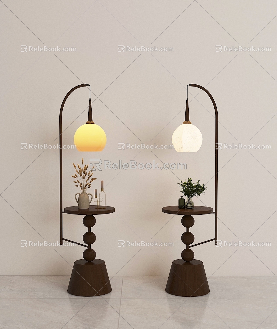 French retro side several floor-to-floor integrated lamp 3d model