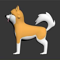 Cute Orange And White Shiba Inu Plush Toy With Sticking Out Tongue On Dark Background