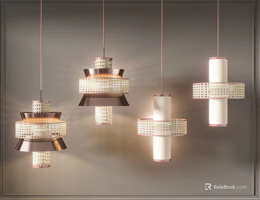 Modern Pendant Lights With Layered Metal Frames And Decorative Design For Interior Lighting 3d model 