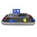 Airport Luggage Conveyor Belt System with Various Colored Suitcases and Digital