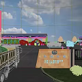 Industrial Factory Exterior With Silos Yellow Trucks Gravel Materials Blue Roof And Outdoor Road