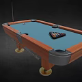 Professional Billiard Table With Wooden Frame Blue Felt Surface Cue Stick Balls And Triangle Rack