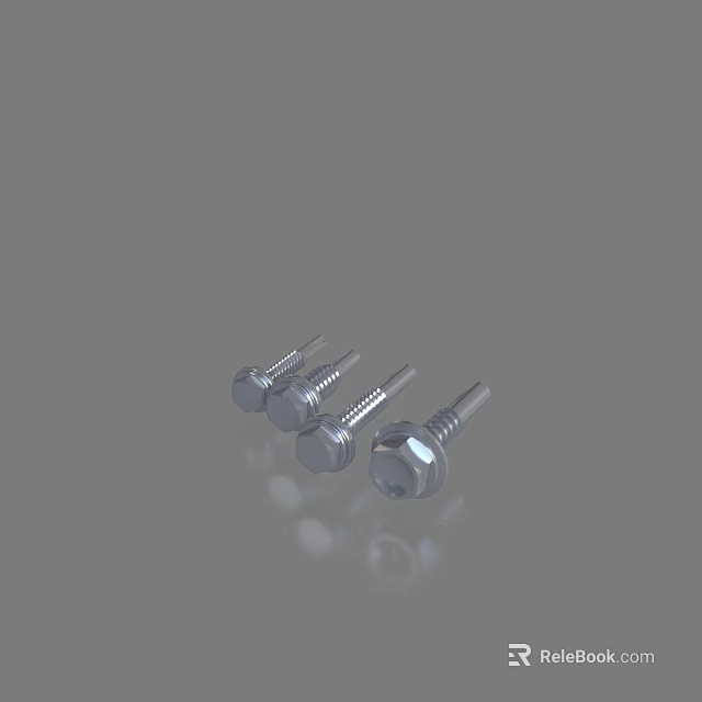 Stainless Steel Hex Head Screws With Threaded Shank For Construction Use 3d model 