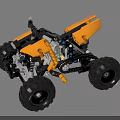 Electric Toy Building Block ATV With Yellow And Black Large Wheels Mechanical Structure