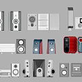 Various Styles Of Headphones And Speakers With Modern Design And Color Options