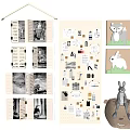 Wall Decor Featuring Pinboard With Notes Photos And Animal Prints For Home