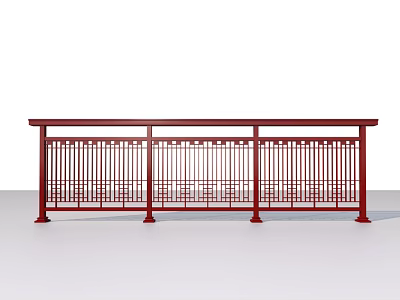 Red Metal Decorative Railing With Vertical Bars Classic Design And Sturdy Structure 3d model