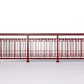 Red Metal Decorative Railing With Vertical Bars Classic Design And Sturdy Structure
