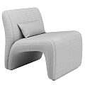 Soft Plush Upholstered Accent Chair with Modern Curved Design and Cozy Beige Accent Pillow
