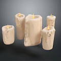 Lit Candles With Dripping Wax In Various Shapes And Sizes For Home Use