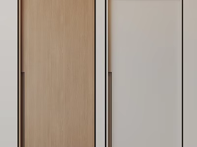 Modern Hinged Door Design With Natural Wood And White Panel Finish 3d model