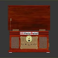 Red Phonograph With Open Lid Vinyl Record And Metro Retail Label