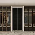 Modern Wardrobe Design With Sliding Glass Doors And Metal Frames
