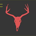 Modern Skull Animal Bone Fossil Antler 3d model