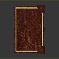 Red Leather Cover Book With Golden Border And Decorative Accents