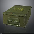 Green Military Ammo Box With Yellow 12 Gauge Shells Label And Metal Straps