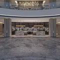 Modern Luxury Hotel Lobby With Glass Ceiling Marble Flooring And Reception Desk