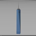 Modern Blue Skyscraper Architectural Design Featuring Tall Glass Facade And Spire